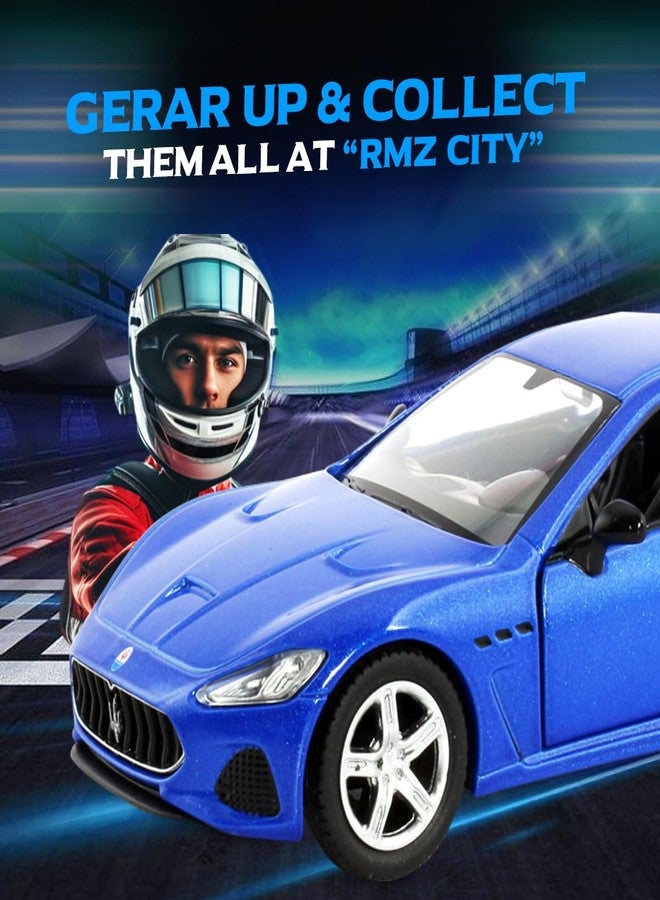 آر إم زد سيتي سيارة لعبة مازيراتي جران توريزمو MC من آر إم زد سيتي، مصنوعة من المعدن المصبوب، مقاس 5 بوصات، بمقياس 1:32 | سيارة مرخصة قابلة للتحصيل مع أبواب قابلة للفتح وآلية سحب للخلف | سلسلة عالمية للأطفال ومحبي السيارات | أزرق - Image 5